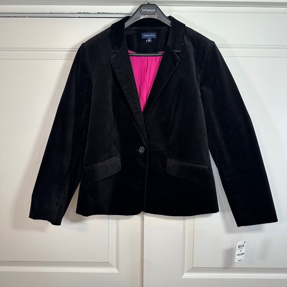 Charter Club Black Velvet Blazer Jacket 18 - NEW - Picture 5 of 16